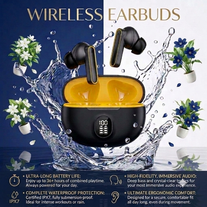 TWS Wireless Earbuds with LED Battery Display –HD Stereo Sound, Touch Control, Long Playtime