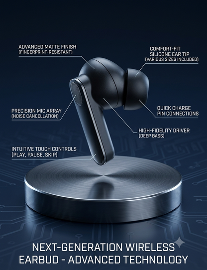 TWS Wireless Earbuds with LED Battery Display –HD Stereo Sound, Touch Control, Long Playtime