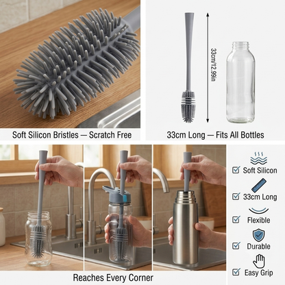 360° Silicone Cleaning Brush – Perfect for Bottles, Cups & Kitchen Tools