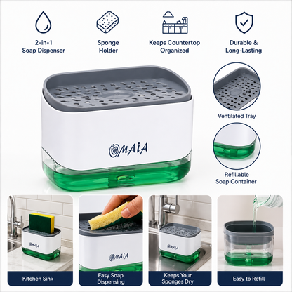 2-in-1 Perimum Soap Dispenser & Sponge Holder