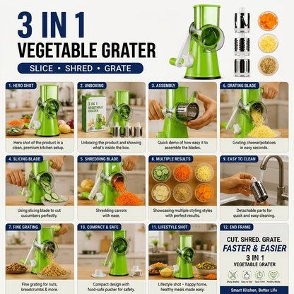3-in-1 Vegetable Slicer, Shredder & Grater