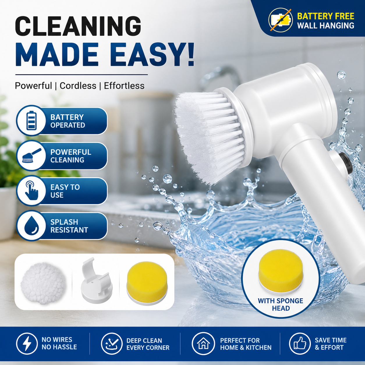 Handheld Electric Spin Scrubber
