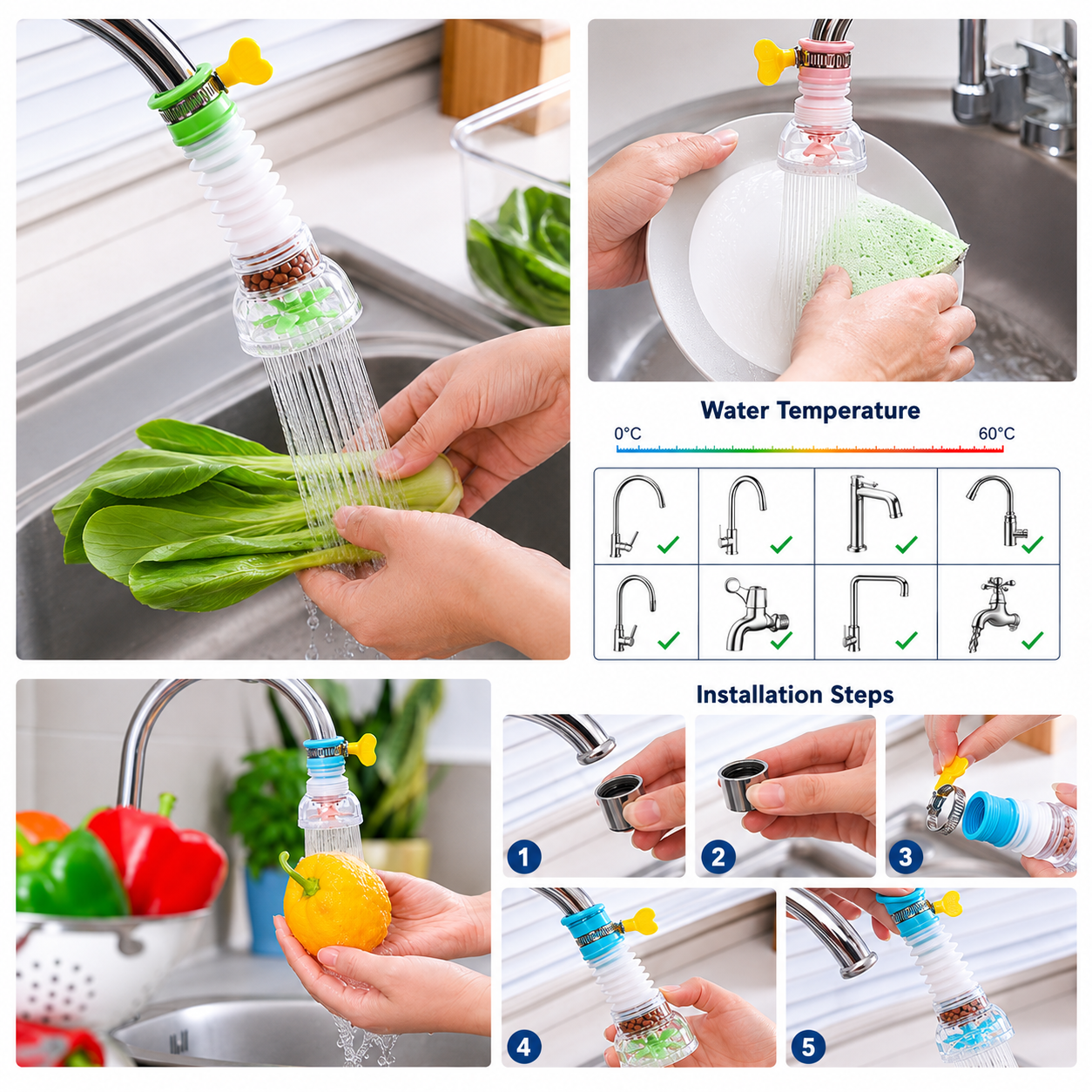 360° Flexible Faucet Filter