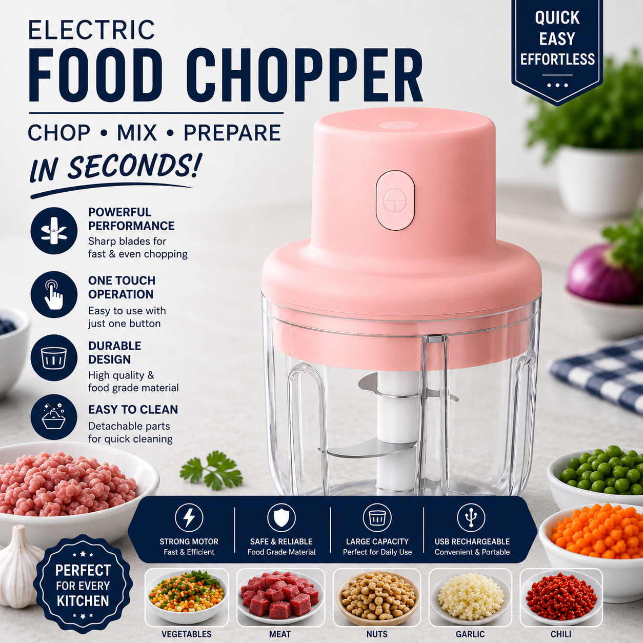 QuickChop Mini Electric USB Rechargeable  Chopper