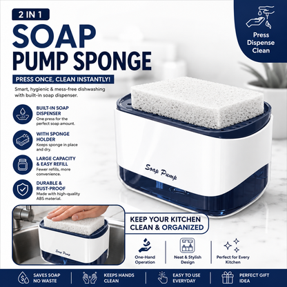 2-in-1 Perimum Soap Dispenser & Sponge Holder