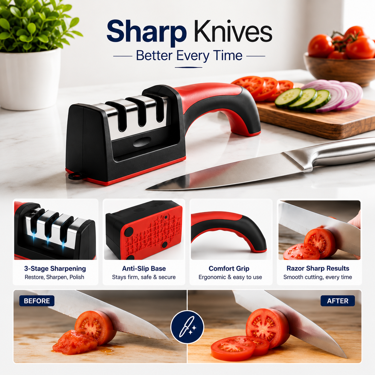 3-Stage Multi-Function Knife Sharpener